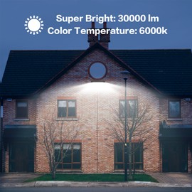 MORSEN 300W LED Flood Light Outdoor Super Bright Security Lights, UL Certificated Plug, IP66 Waterproof Outdoor Flood Light 30000lm 5000K Daylight White, Yard Garden Garages 2 Pack LED Flood Light