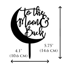 Perry Sullivan Creations - Decoración para tartas de boda de 10 cm a la luna y la vuelta en acrílico negro de 3 mm a prueba de alimentos