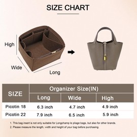 DOIAPUOS Felt Purse Organizer Inserts for Picotin 22 Inserts HandBag (Brown, PC22)