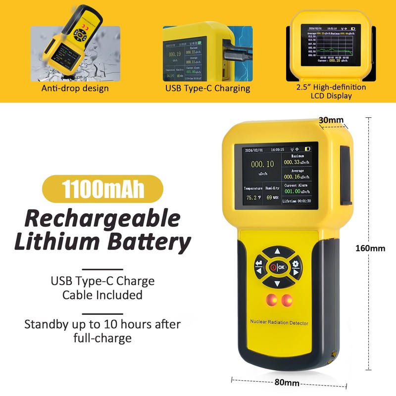 Nuclear Radiation Meter Geiger Counter, BTMETER Radioactive Detector Detect Beta