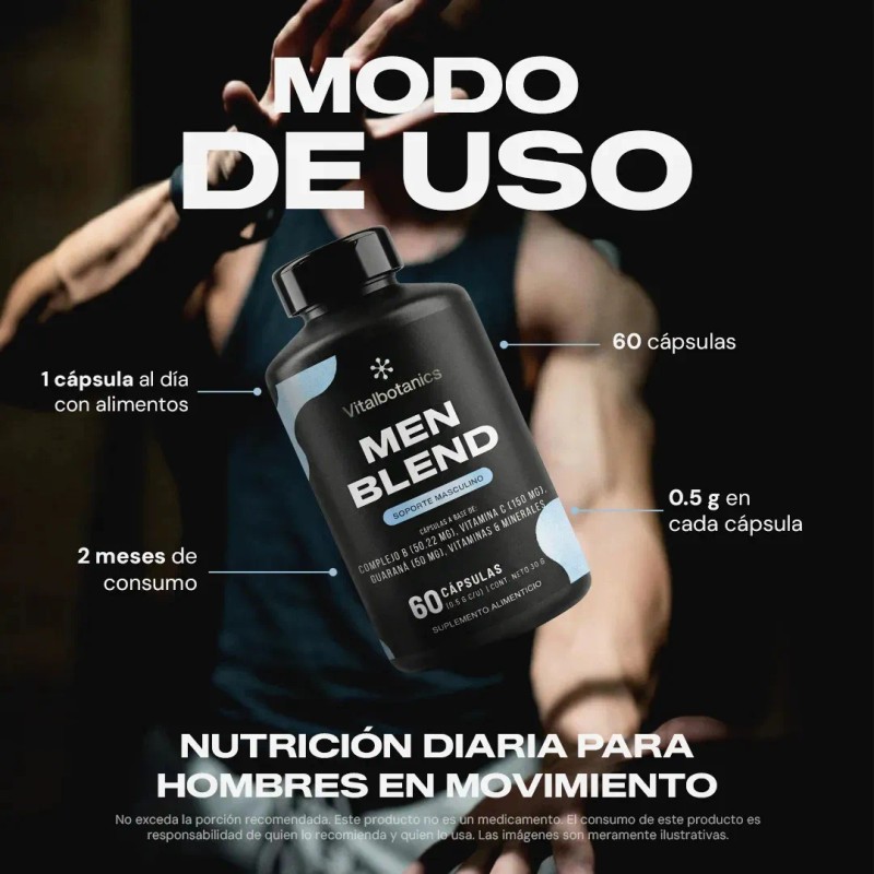 Vital Botanics Multivitamínico Hombre Vitaminas Minerales Creatina Guaraná Zinc Bcaa