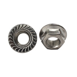 304 Stainless Steel M10 Flange Screw Nut with Floral Pattern Hexagonal Non-Slip Flange Nut 20pcs