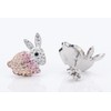 YACQ Women's 925 Sterling Silver Crystal Bunny Stud Earrings -
