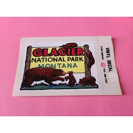 Vintage Glacier National Park Montana Bears & Cubs Souvenir Decal Sticker