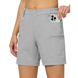 WILLIT Women's Hiking Cargo Shorts Stretch Golf Active Shorts Outdoor Summer Shorts with Pockets Water Resistant Gray S