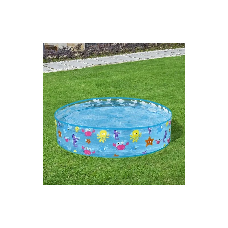 Alberca Circular Infantil Animales Marinos 122 Cm Color Azul