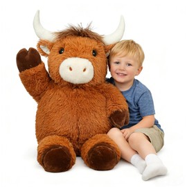 35" Giant Highland Cow Stuffed Animal, Cuddly Scottish Cattle Plush Pillow, Soft Huggable Buddy, Cute Cow Room Decor, Extra Large Plush Toy Gift for Kids Teens Adults Birthday Easter Graduation
