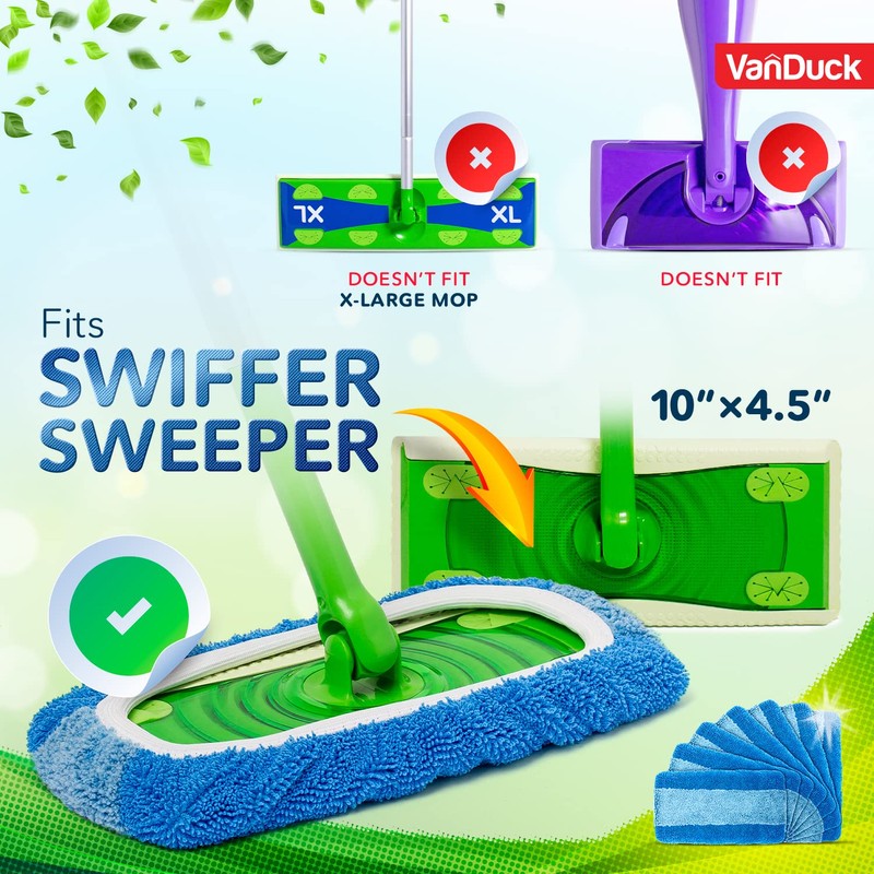 VanDuck Reusable Pet Heavy Duty Mop Pads Compatible with Swiffer