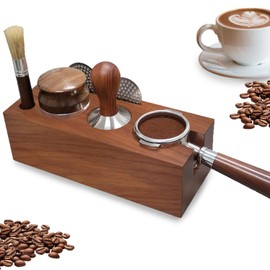 Espresso Tamping Station - Compatible with 51/54/58mm Portafilters | Natural Beech Wood | Non-Slip Base & Easy to Clean | Perfect for Home, Café & Baristas