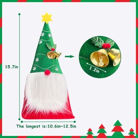 DANCELF Christmas Elf Hat, Gnome Hat,Christmas Tree Hats with Jingle Bell, Holiday Hat for Xmas New Year Festive Party Supplies,Funny Baseball Caps and Santa Hats for Men & Women