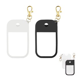 YMPEKA 2Pcs Silicone Case Compatible with Touchland Hand Sanitizer Spray, Protective Case with Keychain，Power Mist and Glow Mist 1 fl oz, Hand Sanitizer Spray Accessory (White+Black)