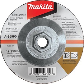 Makita A-95990 5" x 1/4" x 5/8-11" Hubbed INOX Grinding Wheel, 36 Grit
