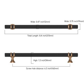 Asidrama 10 Pack 6.3 Inch(160mm) Knurled Matte Black and Champagne Bronze Kitchen Cabinet Handles, Cabinet Pulls Kitchen Cabinet Hardware Cupboard Handles Drawer Pulls