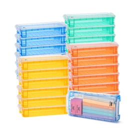Mr. Pen- Pencil Box, 24 Pack, Assorted Colors, Plastic Pencil Box Case, Pencil Case, Crayon Box, Pencil Case for Kids, Clear Pencil Case, Plastic Pencil Case, Hard Pencil Case, School Supply Box