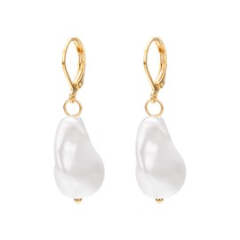 Vissen Baroque Pearls Gold-Plated / Silver Pendant Earrings Women's Hypoallergenic Nickel-Free Fashion Jewellery Earrings, Gold plating