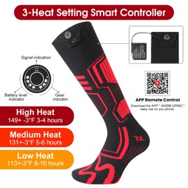 Heated Socks - 7.4V/3000mAh Electric Socks for Men Women,Rechargeable Heated Socks with APP Control, Camping Hiking Motorcycle Skiing Outdoor Riding-Warm Winter Socks(L)