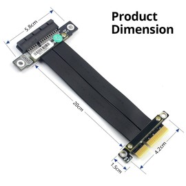 10Gtek PCIe 3.0 x4 Extension Cable, Male Straight to Female Straight for GPU/SSD/Server, Model P322MF1120, 20cm/0.66ft