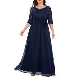 Mother of The Bride Dress Plus Size Navy Blue Bridesmaid Formal Maternity Wedding Long Dress Sleeves for Prom Elegant