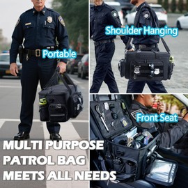 SPORJET Patrol Bag Law Enforcement - Police Duty Bag - Water Resistant Car Front Seat Organizer with 15.6" Laptop Storage and Molle System for Police Gear, EMTs, Cameras, Pet Detective Gear