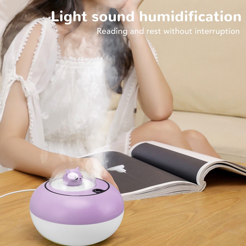 Mini Humidifier Cute Cat Sculpture Portable Quiet Desktop Air Humidifier