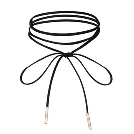 FdcLixuvol Black Choker Necklace Gothic Bow knot Choker for Women Velvet Long Wrap Rope Collar Tie Neck Chain with Gold Tube Ribbon Suede Jewelry for Party Prom