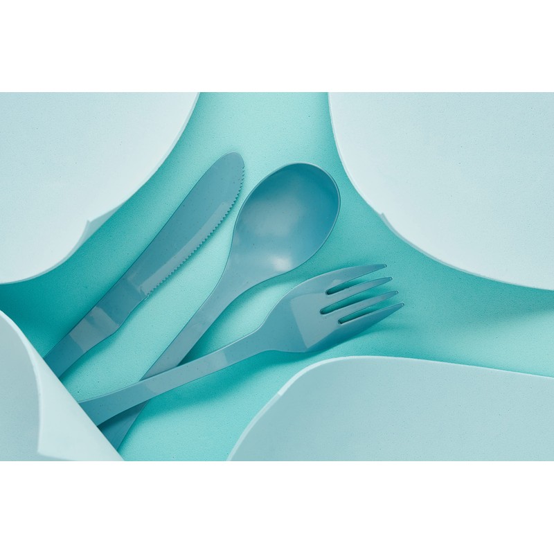 KNORK Eco Biodegradable Reusable, 24 Piece Set, Teal Blue