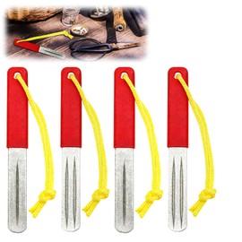 4PCS Fishing Hook Sharpener Set with Double-Sided Diamond Grit and Comfortable Handle, Portable Fishing Tool for Carp, Fly, Surf, and Trout Gear Accessories, 4 Inch (Orange)