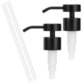 UHEY HOME Soap Dispenser Pump Replacement 304 Stainless Steel for Regular Mouth Bottle for Standard 28/400 Thread Size Kitchen Bathroom Lotion Refill Flat Top Dispenser Pumps 2 Pack(Black)
