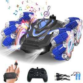 New Gesture Sensing RC Stunt Car with Lights Music, Hand Gesture Remote Control Car 360° Spins Double Side Controlled RC Car Birthday Gifts Toys for 6-12 Years Old Boys