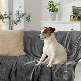 PETMAKER Dog Blanket - 60x80in Reversible Sherpa Blanket - Throw Blankets for Bed, Couch, Crate, or Car - Machine Washable Puppy Essentials (Gray)