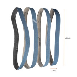 sourcing map 4pcs 2 x 42" Sanding Belts 1pcs Each of 40/60/80/120 Grit Ceramic Belt Sander Paper Ceramic for Metal Woodworking Automotive Repair