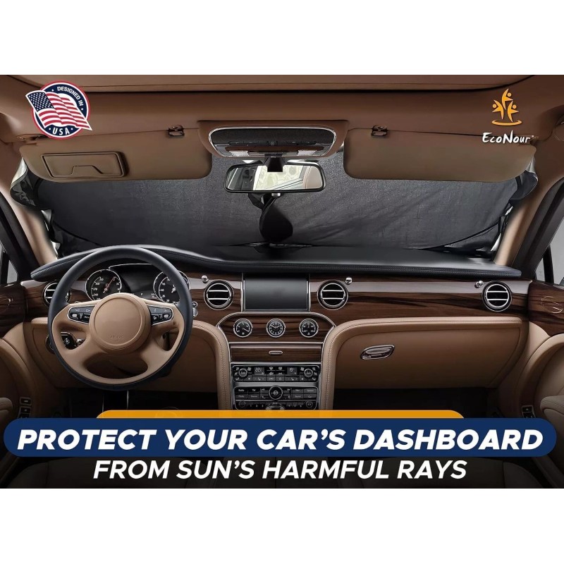 EcoNour Car Windshield Sun Shade Offers Ultimate Protection Medium 64"x32"