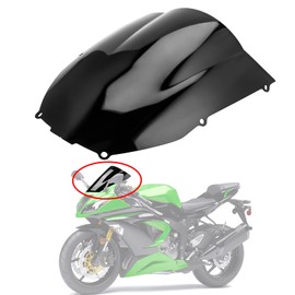 Windshield Windscreen Wind Deflector Screen Double Bubble for Ninja ZX6R ZX6 636 ZX600E ZX600J 2000-2002 and for ZZR600 2005-2009(Black)