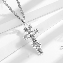 CELESTIA Cross Pendant Saint Christopher Archangel Michael Three Kings Crucifix Necklace Silver 925 Christian Jewellery Gifts Women Men, Sterling Silver Stainless Steel, No Gemstone