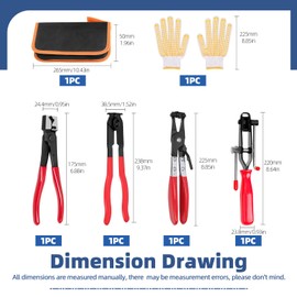 Glarks 6pcs CV Joint Boot Clamp Plier & Clic-R Type Pliers & Hose Clamp Pliers & ATV CV Axle Boots Clamp Tool Set, Boot Crimp Plier with Storage Bag and Gloves for Car Auto ATV UTV Accessories
