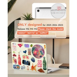 iCasso Compatible with MacBook Air 15 inch Case 2025 2024 2023 Release M4 A3241 M3 A3114 M2 A2941, Slim Anti-Scratch Protective Hard Shell Case+Keyboard Cover for Mac Air 15,Watercolor Stickers