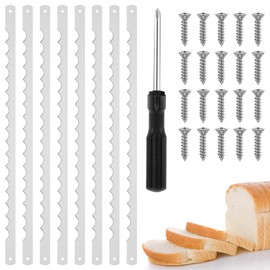 8Pcs Bread Bow knife Blades Stainless Steel Replacement Blade with Screws and Screwdriver Serrated Bread Bow Blade Rustproof Bread Slicer Bread Cutting Tool for Wood Bread Cutter 10.8×0.43 Inch