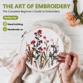 Santune 3 Pack Embroidery Kit for Beginners, Needlepoint Kits for Adults,Needle Point Sets with Stamped Wild Flower Pattern Stitch Video Tutorial