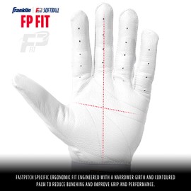 Franklin Sports USA Softball Women's Batting Gloves - CFX Pro Fastpitch + Slowpitch Girls Batting Gloves -Adult + Youth Pairs - White + Gold - Girls Medium