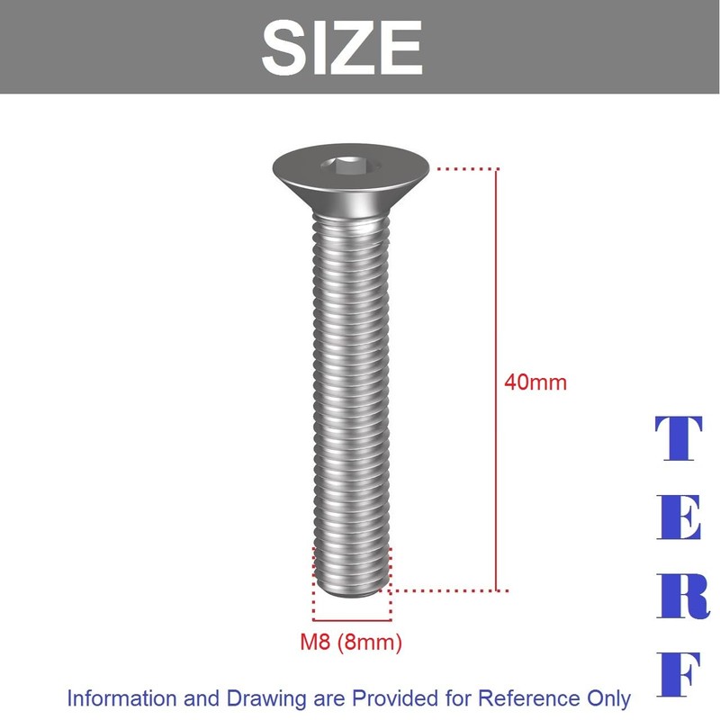 TERF® M8 X 40mm Hex Socket Countersunk Machine Screw M8