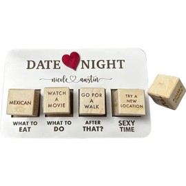 Wooden Date Night Dice Romantic What To Do Date Night Couples Games with Pouch Storage, Novelty Action Decision Dice Games Date Night Ideas for Couples Valentine's Day Birthday Wedding
