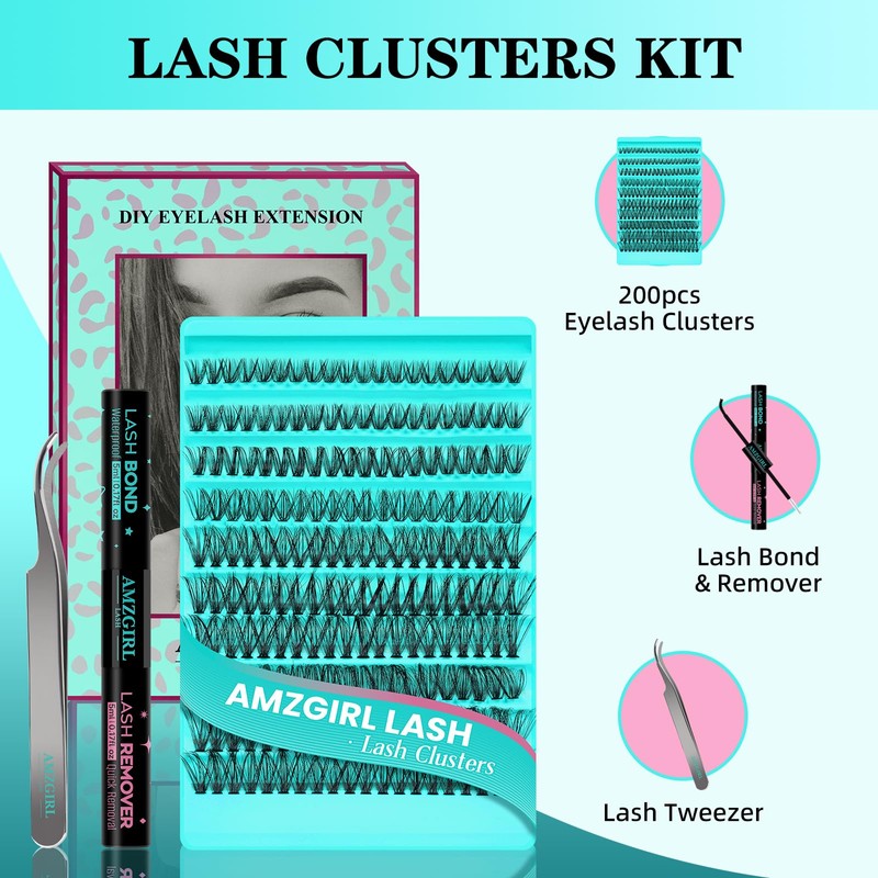 Eyelash Clusters Kit 200 Pieces 40D Eyelash Extension Kit D