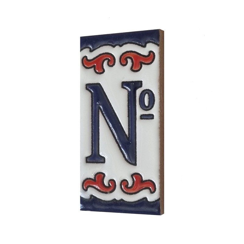 Daniella-M3 Spanish Hand-painted Ceramic Blue Number Tiles With Blue And