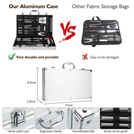 Birald Grill Set, Grilling Gifts for Men, 34PCS BBQ Tools Accessories for Outdoor Grill with Aluminum Case, Spatula,Tongs &Skewers,Smoker Accessories for Birthday, Dad, Wedding