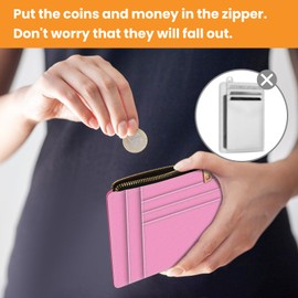 ZYAOTWQZ small wallet women, RFID thin wallet for women, thin ladies credit card holder (pink)