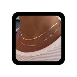 Inilbran Punk Paperclip Necklace Layered Link Chain Necklace Vintage Lace Chain Choker Dainty Layered Choker for Women