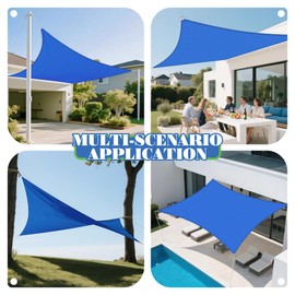 ECOOPTS 11'x12' HDPE Sun Shade Sail Rectangle Canopy Shades for Outdoor Patio Pergola Cover Blockage 95% UV Resistant(Blue)