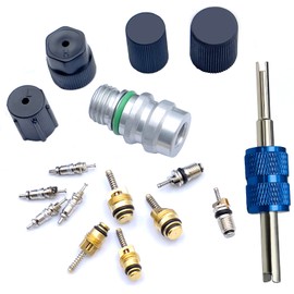 Air Conditioning Valve Core Kit | Cap & Valve AC R12 R134a Teflon Seal Refrigeration A/C Air Conditioning Service Valves Car & HVAC AC System Charging Port Seal Caps Kit