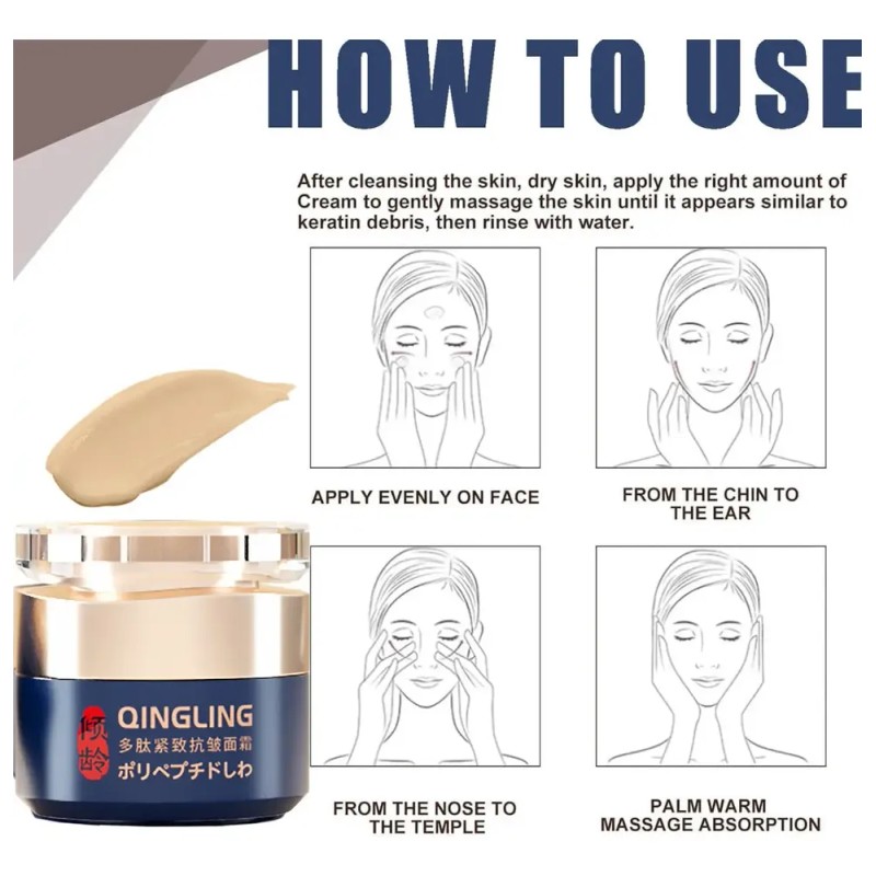 F@ Crema Facial Antiarrugas Qingling 50 G Todo Tipo De