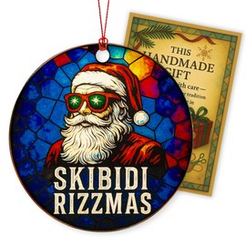 Duducraft Funny Santa Ornament – Meme Christmas Tree Decoration for Teens, Boys, Men – Hilarious Rizzmax Toilet Trend Ornament, Skibidi-Inspired Holiday Gag Gift, Acrylic Hanging Decor